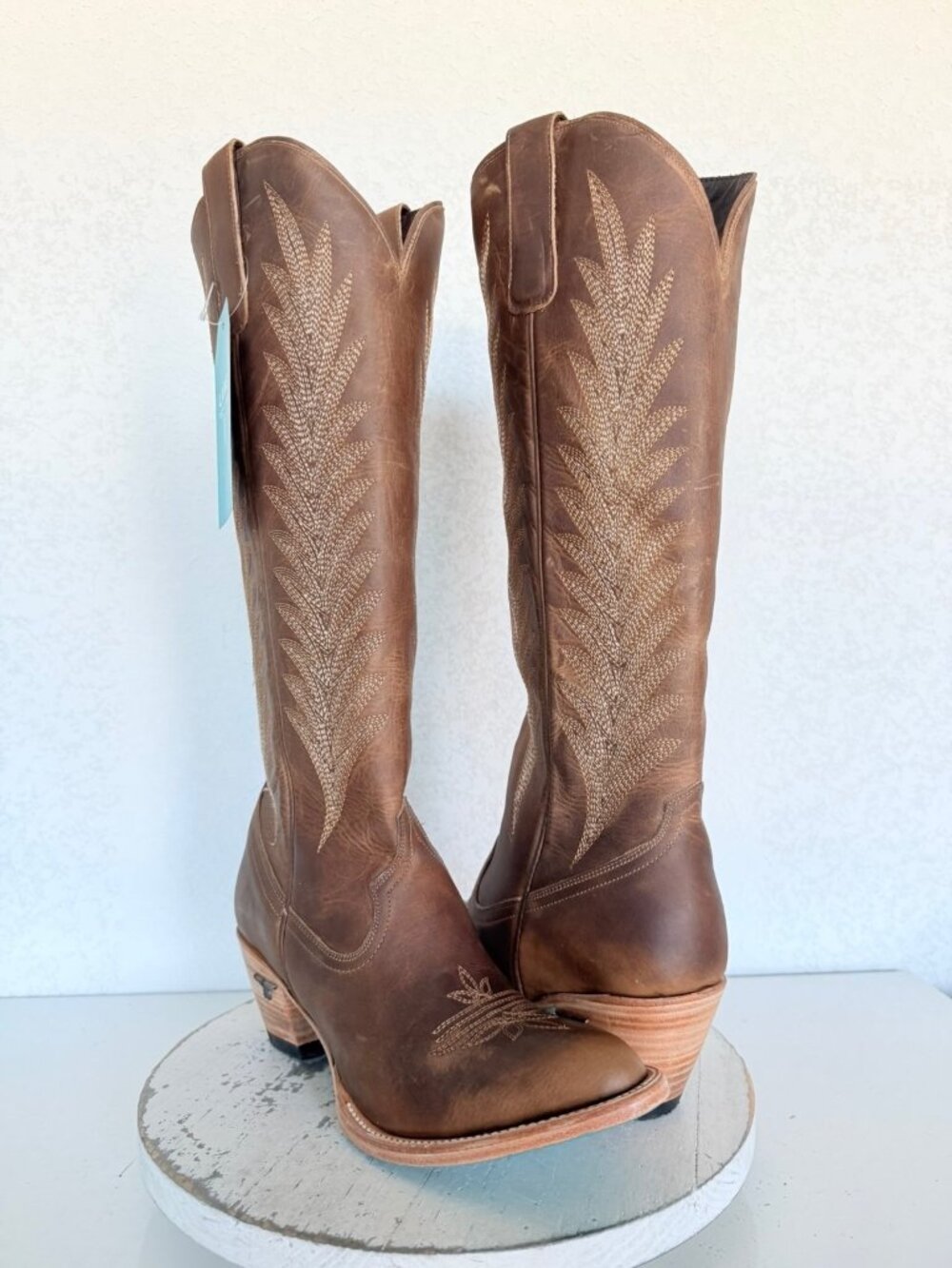 Lane JENTRY Knee High Brown Cowboy Boots Womens Size 9 Western Leather Cowgirl